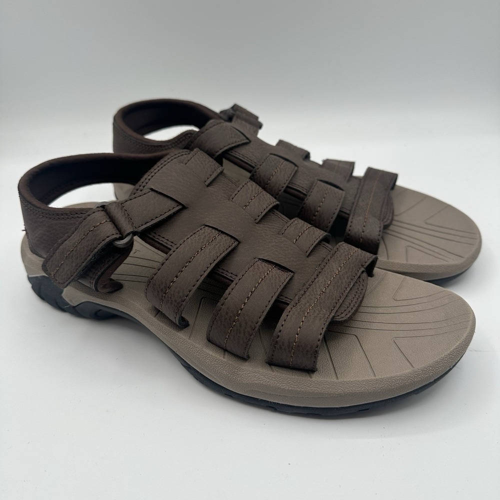 Rockport Byron Fisherman Sandals Mens Sz 10 M Java Brown Adjustable Strap Shoes